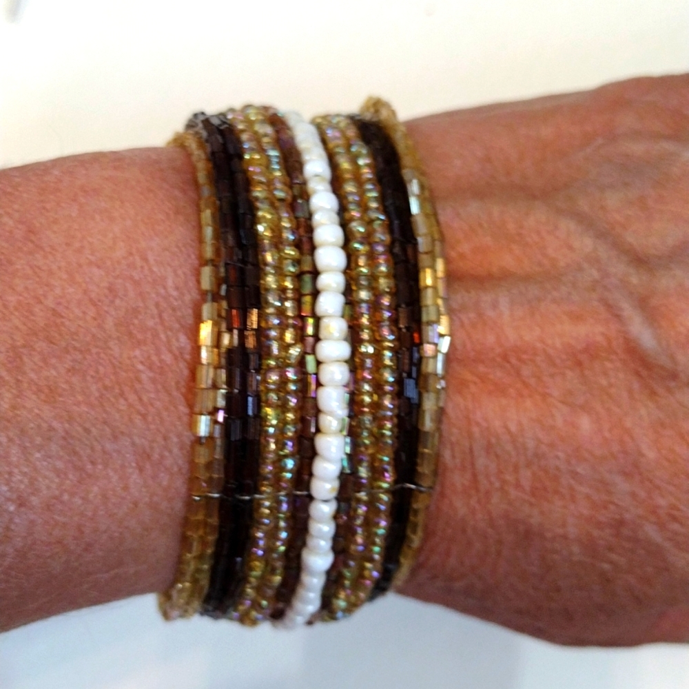 Beautiful wire and beads cuff bracelet.